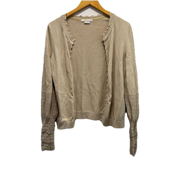 Boden Beige Tan Oatmeal Cream Button Up Down Front Cardigan Sweater Size 8 - Picture 2 of 7